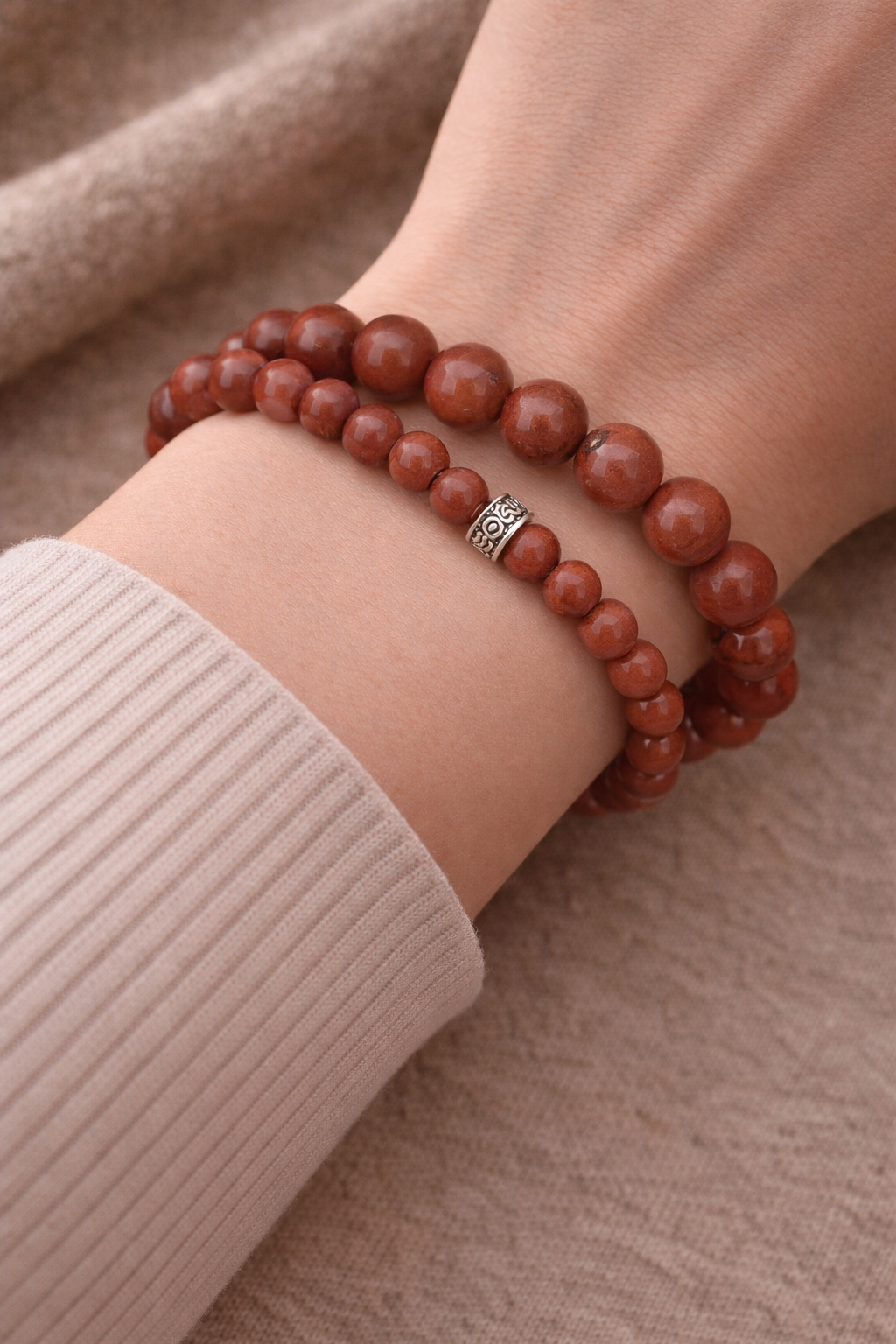 Bracelet Jaspe rouge en Pierre naturelle – 6 mm ou 8 mm