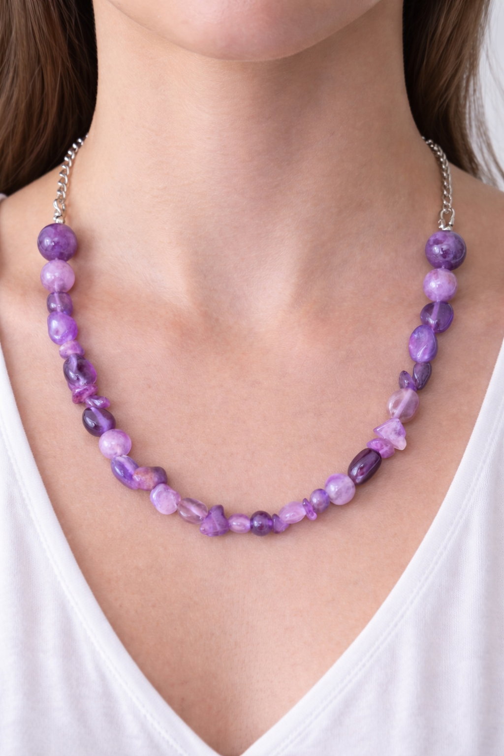 Collier Améthyste naturelle en pierres naturelles