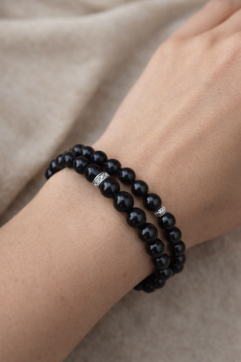 Bracelet Obsidienne noire en Pierre naturelle – 6 mm ou 8 mm