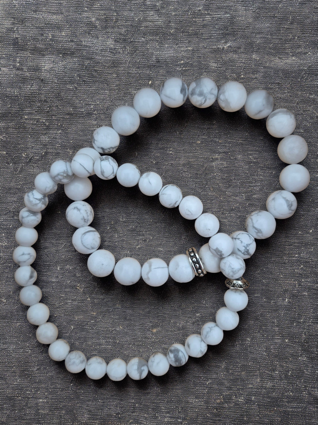 Bracelet Howlite en pierres naturelles – Pierre naturelle – 6 mm ou 8 mm