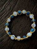 Bracelet Apatite et Aigue-Marine – Pierres naturelles 8 mm – Bracelet lithothérapie bleu