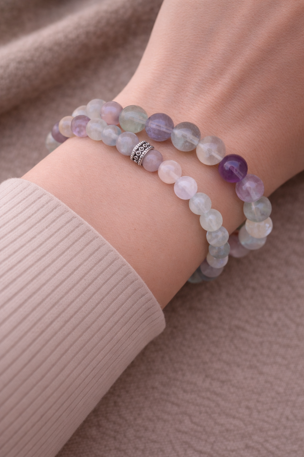 Bracelet Fluorite en  Pierre naturelle – 6 mm ou 8 mm
