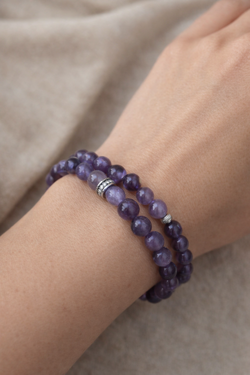 Bracelet Améthyste en pierres naturelles – pierre naturelle – 6 mm ou 8 mm